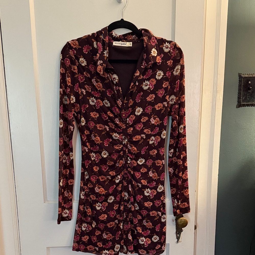 Chic Long Sleeve Floral Dress